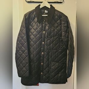 JCP Men's Black Paddock Diamond Quilted Button-Up Jacket - Size Large